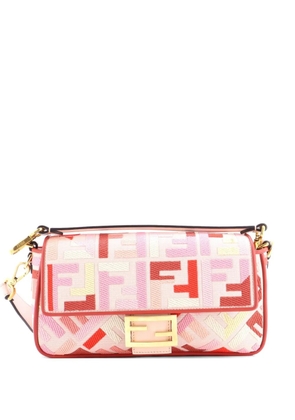Fendi Pre-Owned Baguette NM Bag Zucca Embroidered Canvas Medium shoulder bag - Pink