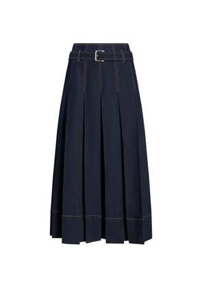 Cinq A Sept Rylee belted pleated midi skirt - Blue