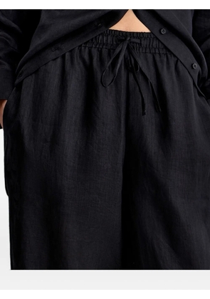 12 STOREEZ drawstring linen trousers - Black