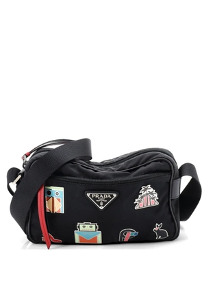 Prada Pre-Owned New Vela Pin Embellished Tessuto Small shoulder bag - Black