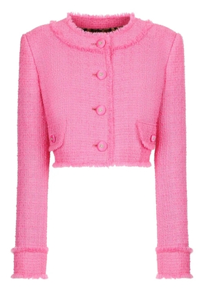 Dolce & Gabbana round-neck cropped tweed jacket - Pink
