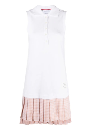 Thom Browne pleated-panel polo dress - White