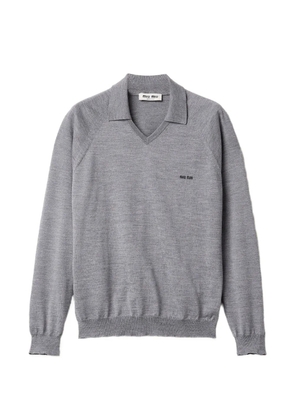 Miu Miu intarsia collared sweater - Grey