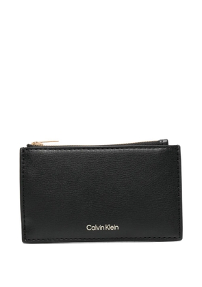 Calvin Klein foil-logo top-zip card holder - Black