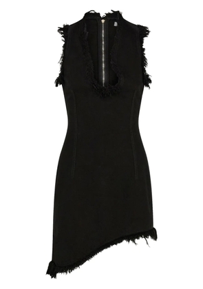 Ferragamo frayed-brim mini dress - Black