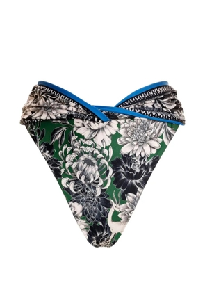 Agua Bendita Lily knot floral lily bikini bottoms - Green