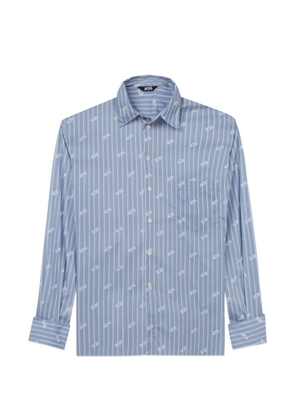 GCDS pinstripe logo-pattern shirt - Blue