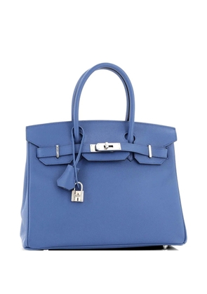 Hermès Pre-Owned Birkin Handbag Blue Epsom with Palladium Hardware 30 satchel