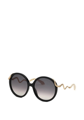 Roberto Cavalli snake-motifc round-frame sunglasses - Black