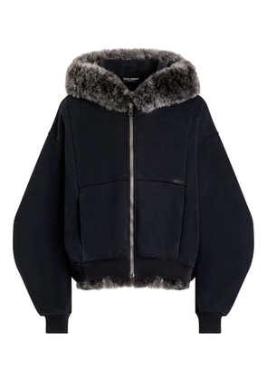 Dolce & Gabbana fur-trimmed zip-up hoodie - Black