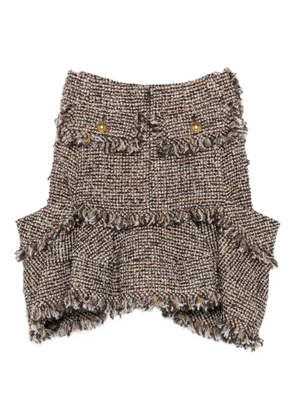 sacai fringed tweed skirt - Brown