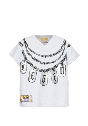PDF chain print V-neck T-shirt - Grey