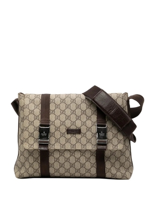 Gucci Pre-Owned 2000-2015 Large GG Supreme Double Buckle Flap Messenger Bag crossbody bag - Brown