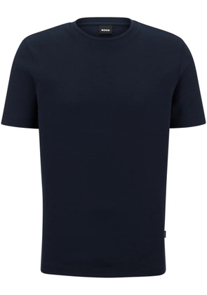 BOSS logo-tag bubble-jacquard cotton T-shirt - Blue