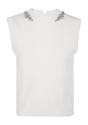Semicouture crystal-embellished sleeveless top - White