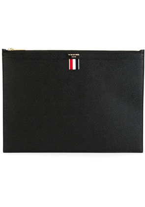Thom Browne logo-stamp leather document holder - Black