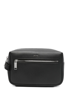 BOSS zip detail wash bag - Black