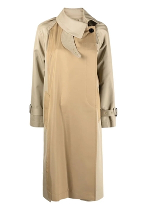 sacai two-tone buttoned coat - Brown