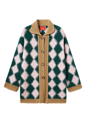La DoubleJ diamond-pattern cardigan - Green