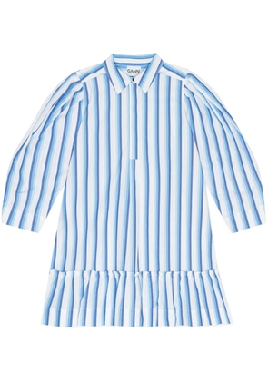 GANNI striped organic cotton shirtdress - White