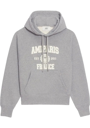 AMI Paris logo-print organic cotton hoodie - Grey