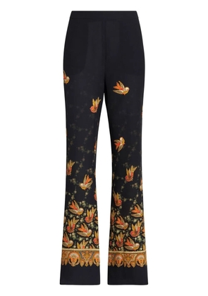ETRO silk paisley-print straight trousers - Black