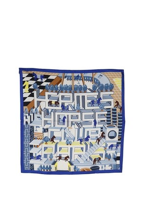 Hermès Pre-Owned 2000-2025 Horse Club Detail Silk Scarf 45 scarves - Blue