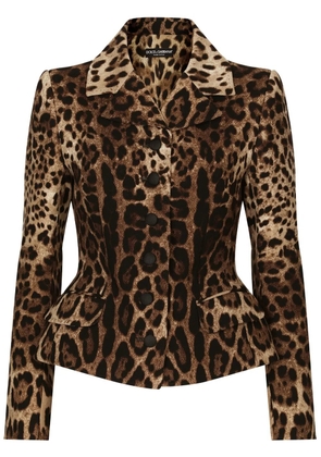 Dolce & Gabbana leopard-print single-breasted blazer - Brown