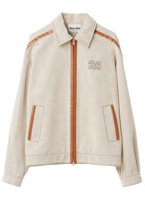 Miu Miu jacquard canvas blouson jacket - Neutrals