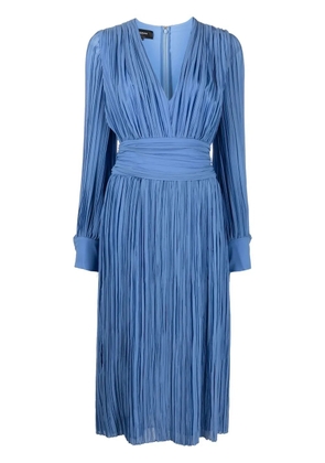 Rochas plissé-detail midi dress - Blue