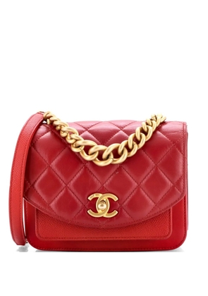 CHANEL Pre-Owned Chain Handle Flap Bag Quilted Calfskin with Caviar Mini shoulder bag - Red
