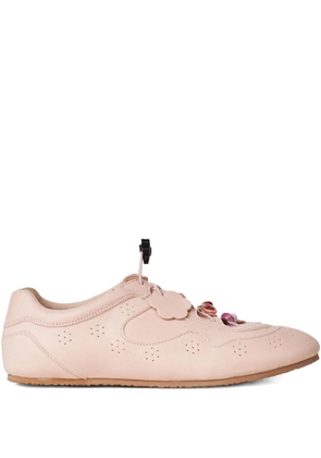 Cecilie Bahnsen Blaise flower-embellished leather sneakers - Pink