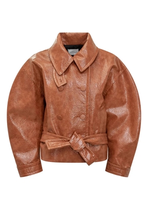 THE ANDAMANE balloon-sleeve double-breasted jacket - Brown