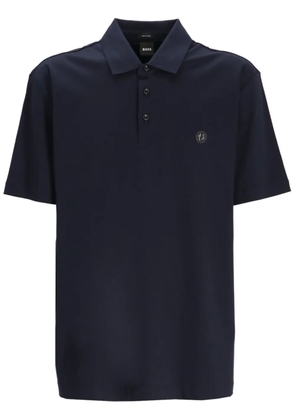 BOSS logo-patch polo shirt - Blue