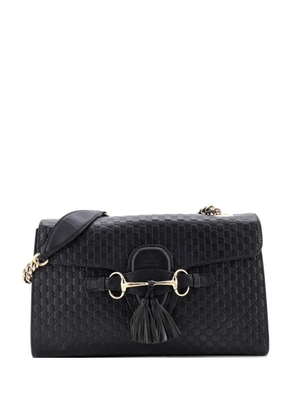 Gucci Pre-Owned Emily Chain Flap Bag Microguccissima Leather Medium shoulder bag - Black