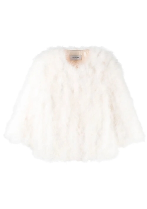 Yves Salomon feather-trim jacket - Black