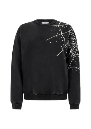 Philipp Plein spiderweb strass round neck sweatshirt - Black