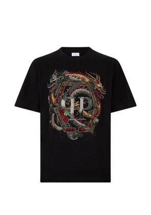 Philipp Plein round-neck dragon-motif T-shirt - Black