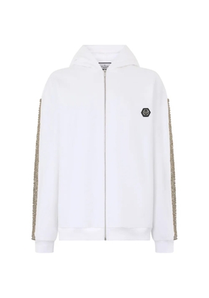 Philipp Plein strass zip hoodie - White