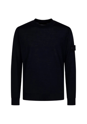 Stone Island logo-patch crew-neck sweater - Blue