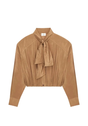 Saint Laurent Lavallière tie-neck buttoned blouse - Brown