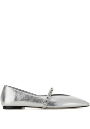 Alexander McQueen leather studded ballerina shoes - Silver