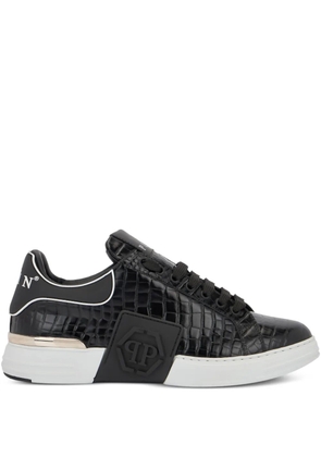 Philipp Plein Phantom Kick$ Cocco embossed low-top sneakers - Black
