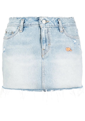 ERL logo-embroidered denim miniskirt - Blue