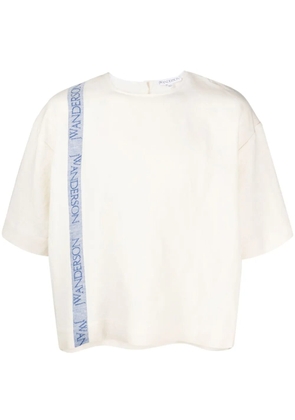 JW Anderson logo-stripe cotton-blend T-shirt - Neutrals