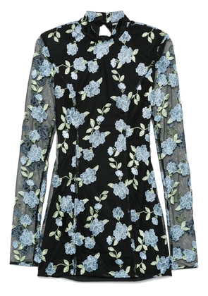 ROTATE BIRGER CHRISTENSEN mesh longsleeved mini dress - Black