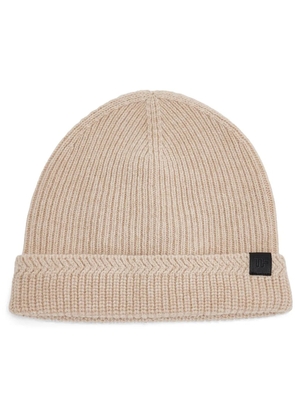 TOM FORD logo-patch ribbed-knit beanie - Neutrals