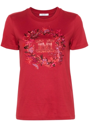 Max Mara sequin-embellished cotton t-shirt - Red