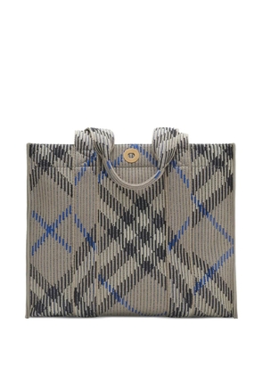 Burberry small Check knitted tote bag - Grey