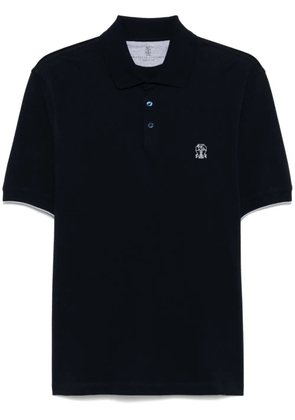 Brunello Cucinelli logo-embroidered polo shirt - Blue